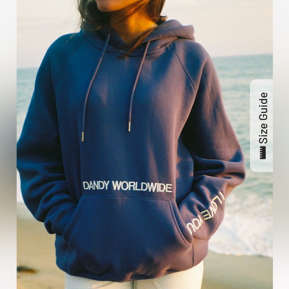 Dandy Worldwide Words of Affirmation Oversized Lux Hoodie in Blue